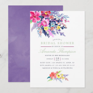 Invitation de mariage floral aquarelle colorée