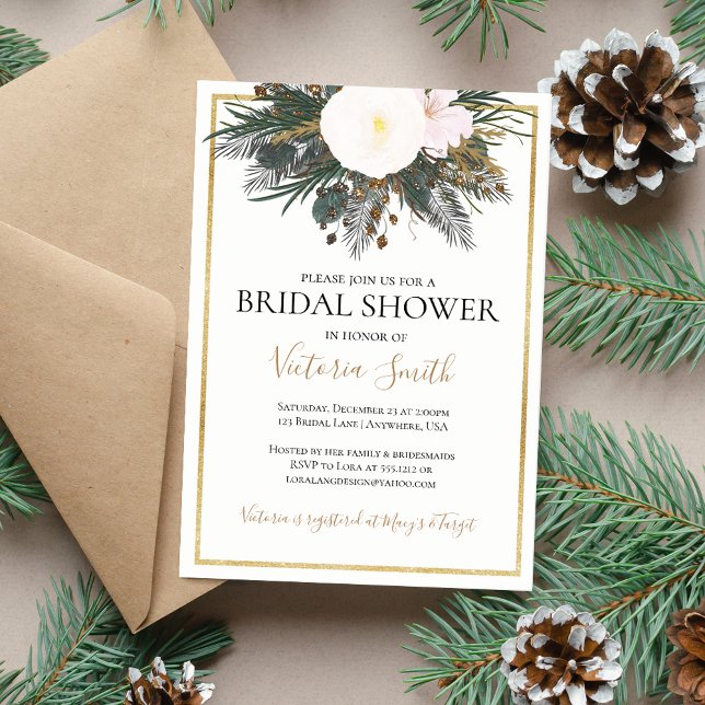 Invitation de mariage floral blanc hivernal (Créateur téléchargé)