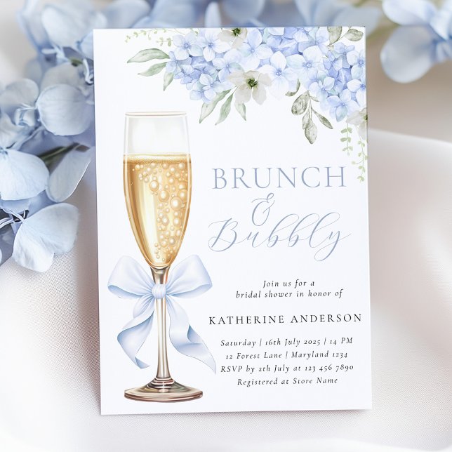Invitation de mariage floral bleu pour un brunch (Créateur téléchargé)