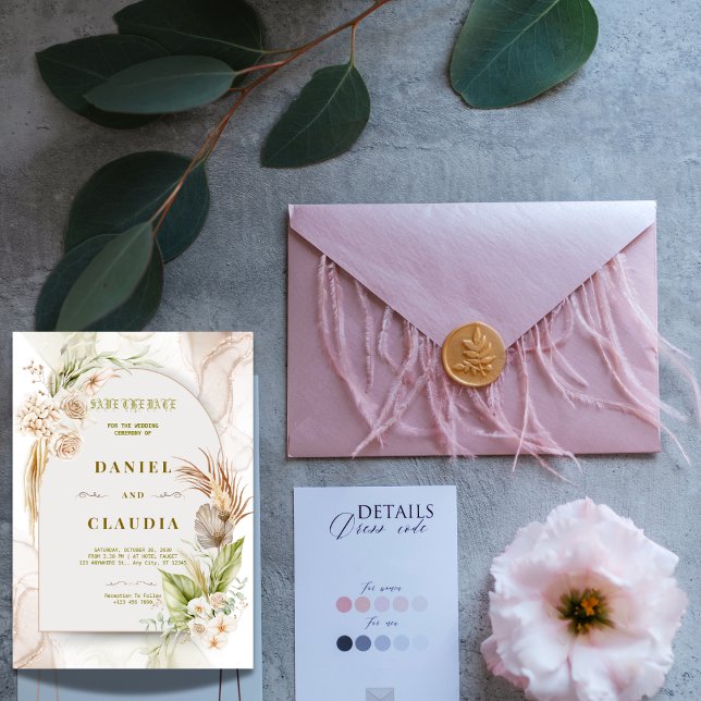 Invitation de mariage floral bohème (Créateur téléchargé)