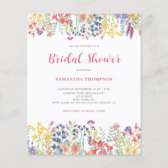 Invitation de mariage floral botanique à petit bud (Devant)