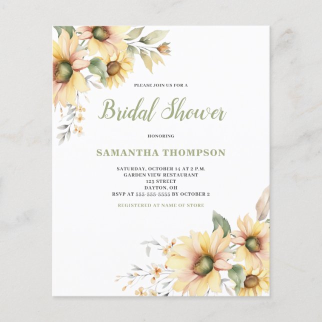 Invitation de mariage floral botanique à petit bud (Devant)