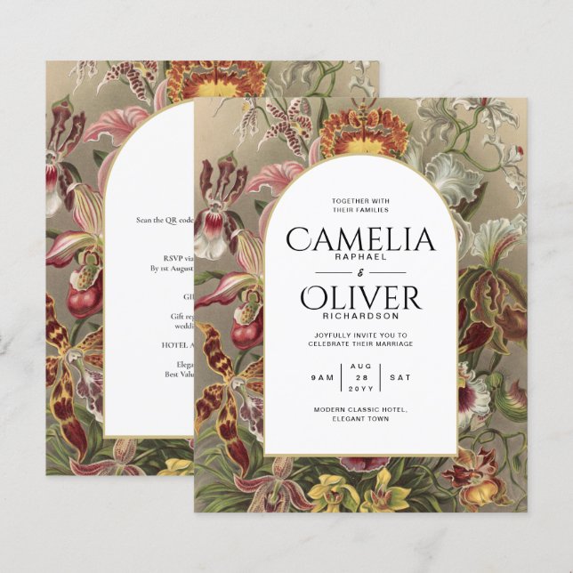 Invitation de mariage floral botanique bordeaux vi (Devant / Derrière)