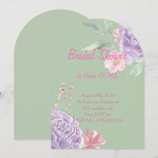 Invitation de mariage floral botanique rose pour u (Devant / Derrière)