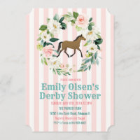 Invitation de mariage floral cheval Derby