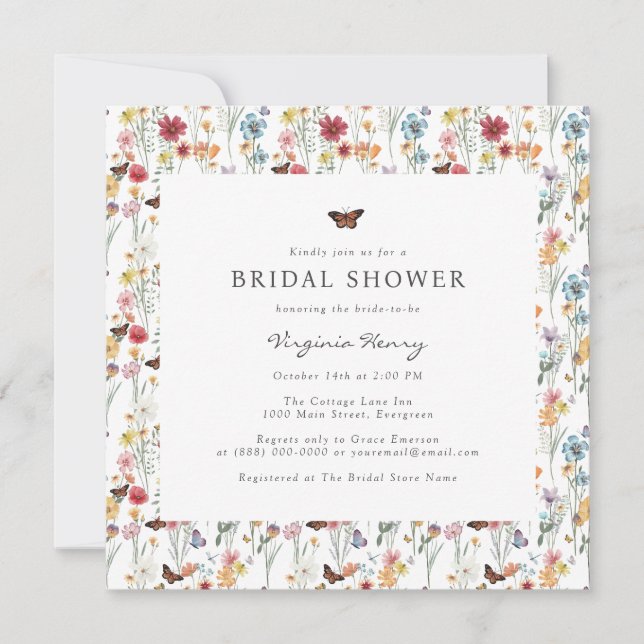Invitation de mariage floral coloré (Devant)