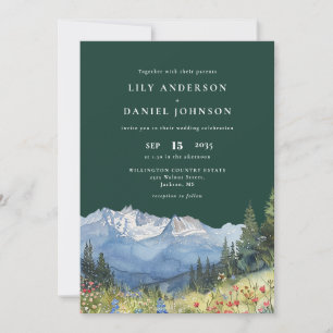 Invitation de mariage floral de montagne de couleu