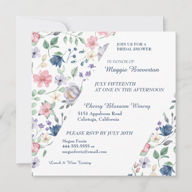 Invitation de mariage floral fantaisie peinte (Devant)