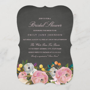 Invitation de mariage Floral Garden Chalkboard