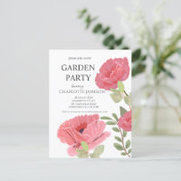 Invitation de mariage Floral Garden Party aux coqu