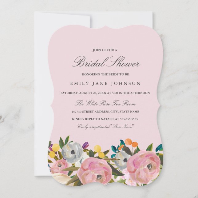 Invitation de mariage Floral Garden Rose (Devant)