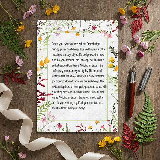 Invitation de mariage floral jardin Budget Vierge (Créateur téléchargé)
