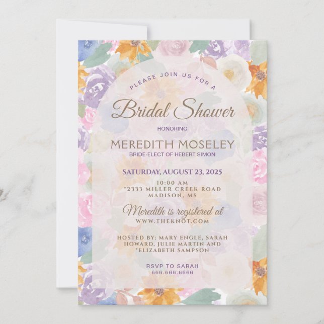 Invitation de mariage floral magnifique (Devant)