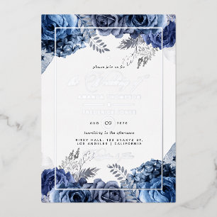 Invitation de Mariage floral marine et argenté