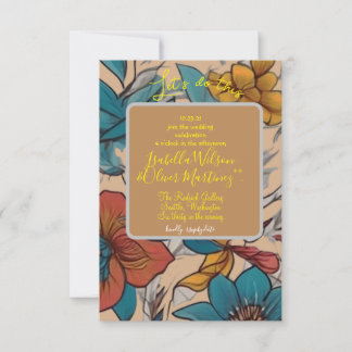 invitation de mariage floral marron