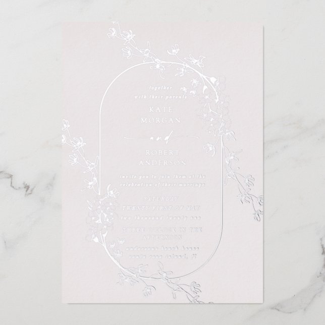Invitation de Mariage floral moderne (Recto)