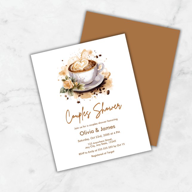 Invitation de mariage floral pour couples à petit  (Budget Floral Coffee Wedding Couples Bridal Shower Invitation )