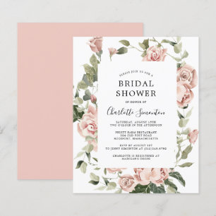 Invitation de mariage floral rose pastel Budget
