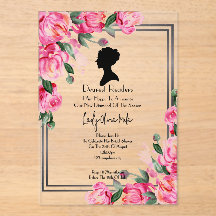 Invitation de mariage floral rose pour une fête pr