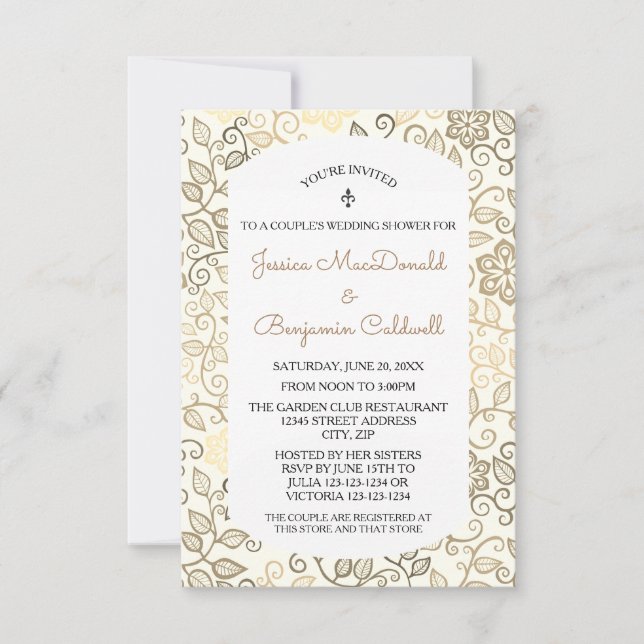 Invitation de mariage Floral Sepia-Coup de foudre (Devant)