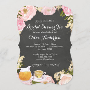 Invitation de mariage Floral Teacup Chalkboard
