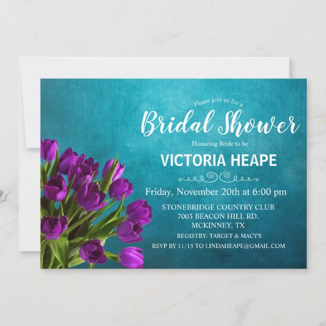 Invitation de mariage floral tulipe (Devant)