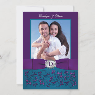 Invitation de mariage Floral Turquoise, violet