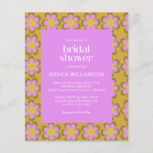 Invitation de mariage floral violet jaune à petit 