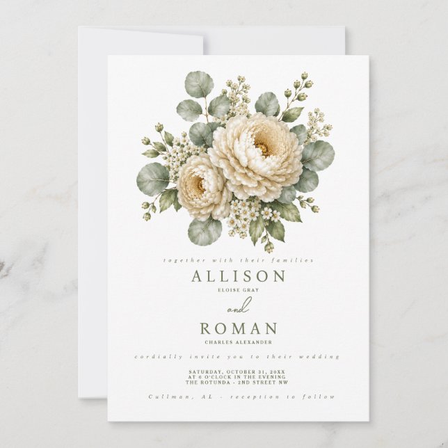 Invitation de mariage florale (Devant)