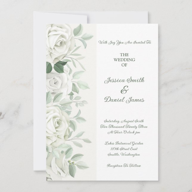 Invitation de mariage florale (Devant)