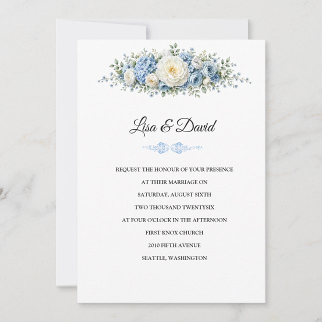 Invitation de mariage florale (Devant)
