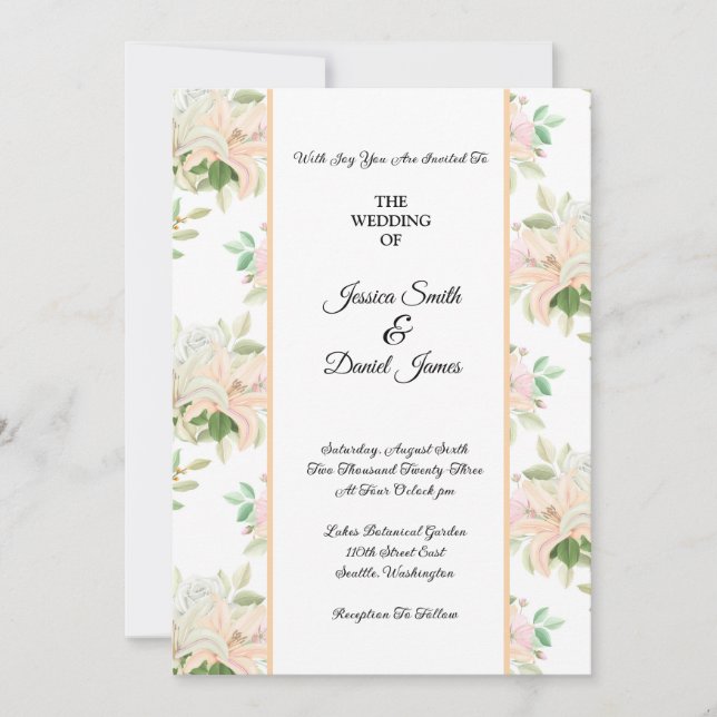 Invitation de mariage florale (Devant)