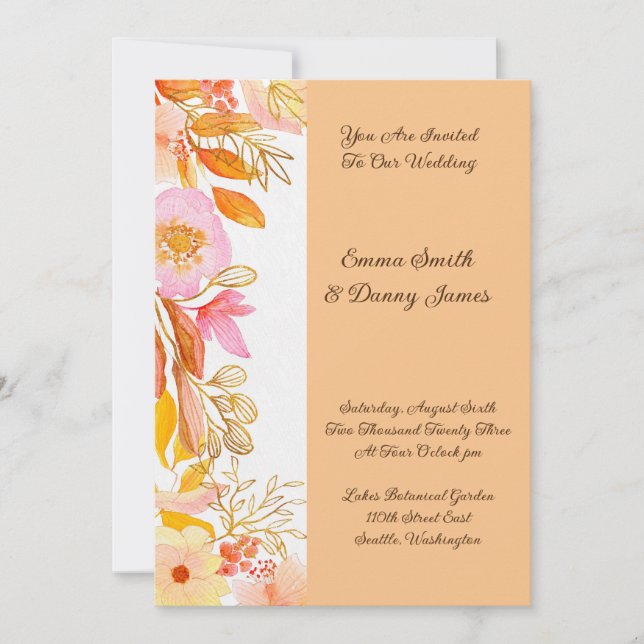 Invitation de mariage florale (Devant)