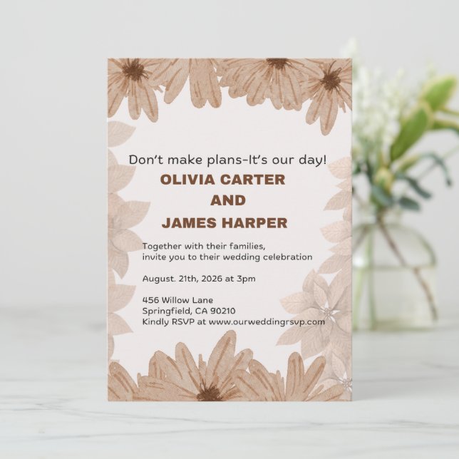 Invitation de mariage florale (Debout devant)