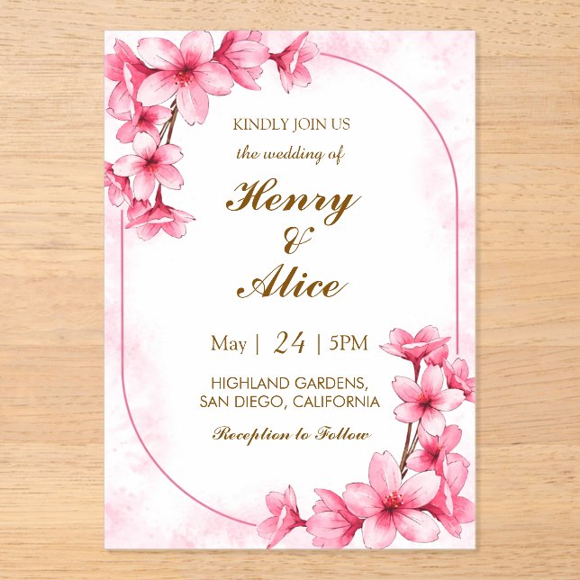 Invitation de mariage florale à la Fleur de Cerisi (Recto)