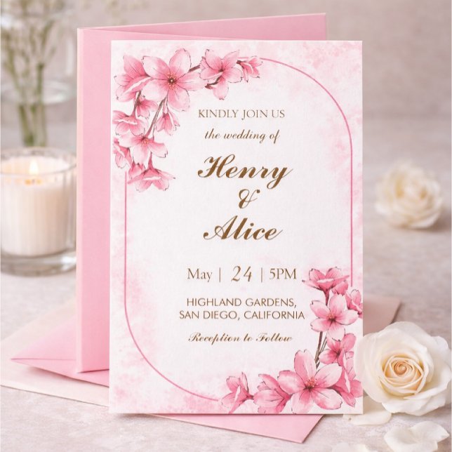 Invitation de mariage florale à la Fleur de Cerisi (Créateur téléchargé)