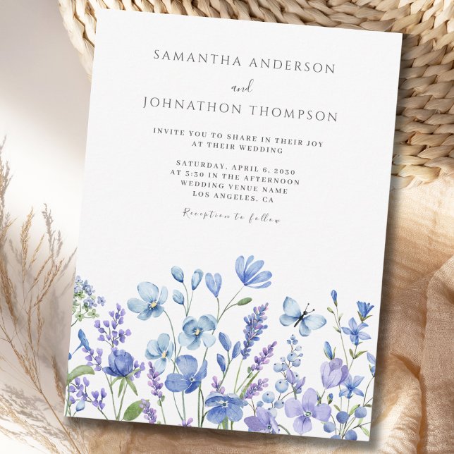 Invitation de mariage florale à la fleur sauvage b (Créateur téléchargé)