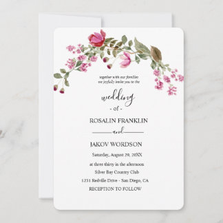 Invitation de mariage florale à l'aquarelle