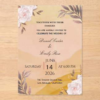 Invitation de mariage florale à l'aquarelle élégan