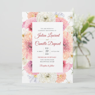 Invitation de mariage florale à l'aquarelle élégan