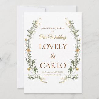 Invitation de mariage florale à l'aquarelle élégan