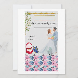 Invitation de mariage florale à l'aquarelle élégan