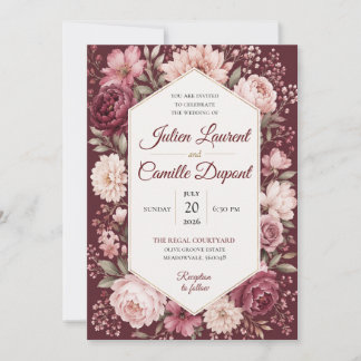 Invitation de mariage florale à l'aquarelle élégan