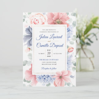 Invitation de mariage florale à l'aquarelle élégan