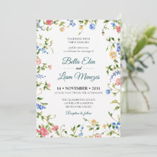 Invitation de mariage florale à l'aquarelle élégan