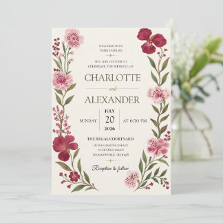 Invitation de mariage florale à l'aquarelle élégan