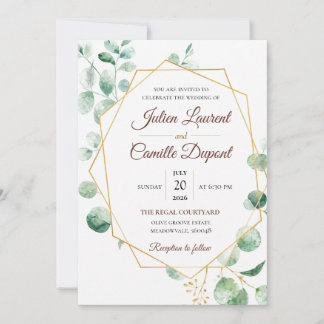 Invitation de mariage florale à l'aquarelle élégan