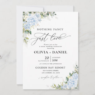 Invitation de mariage florale à l'hortensia bleu