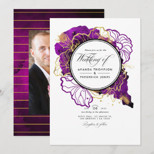 Invitation de mariage florale abstraite moderne vi