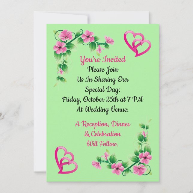 Invitation de mariage florale Aloha (Devant)